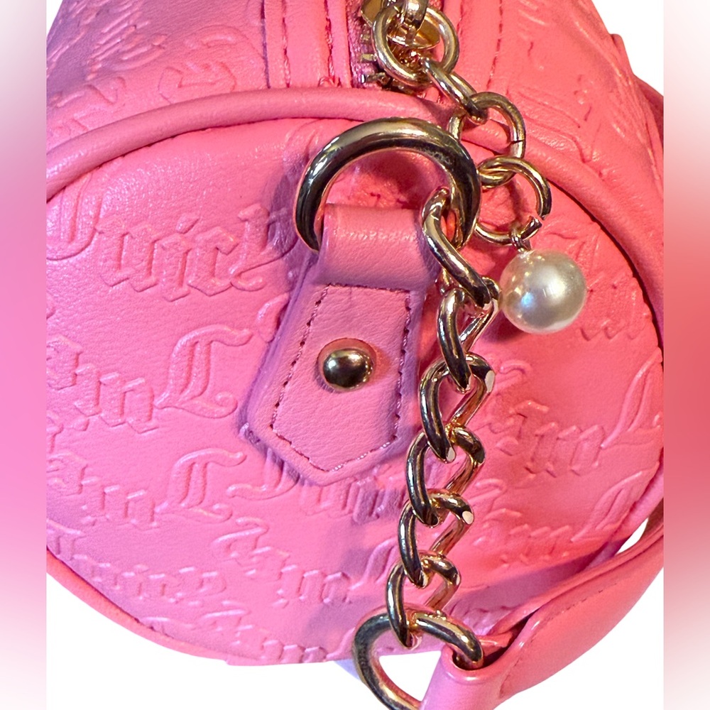 Juicy Couture NWT Pink Embossed Shoulder Bag & Juicy Crown Heart Earrings (P189) - Picture 7 of 12